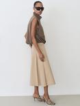 Mango Pleated Cotton Skirt, Sand