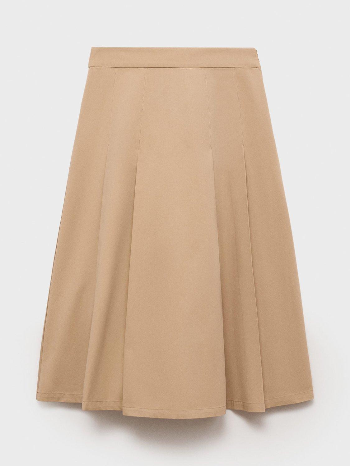 Product image 3 of 6, which shows Mango Pleated Cotton Skirt, Sand, 6