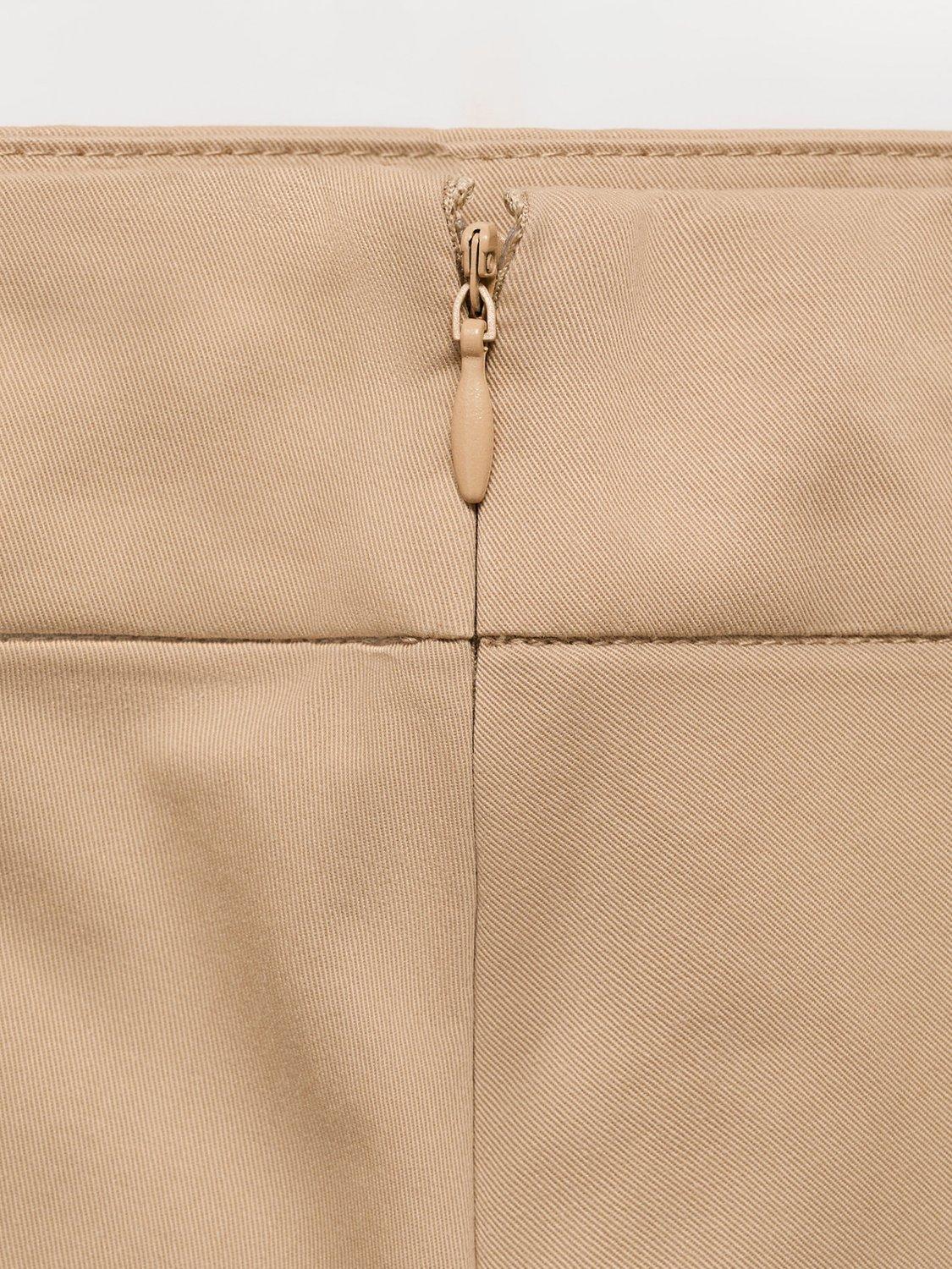 Product image 6 of 6, which shows Mango Pleated Cotton Skirt, Sand, 6