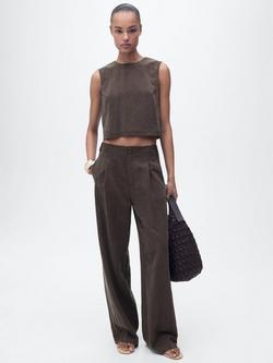 Mango Adrian Button Back Shell Top, Brown, Brown