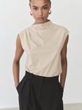 Mango Candela Asymmetric Gathered Detail Top, Beige