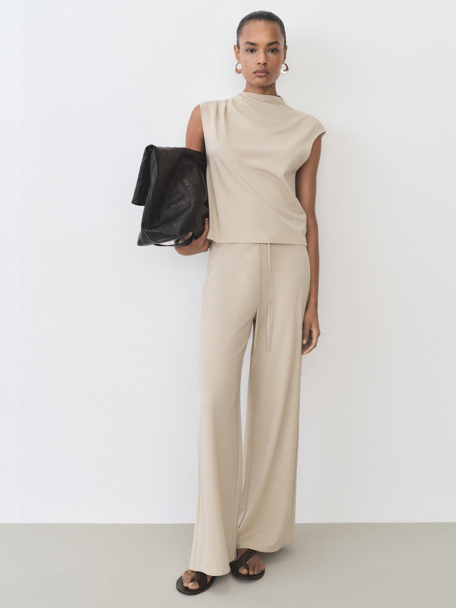 Product image 2 of 7, which shows Mango Candela Asymmetric Gathered Detail Top, Beige, S