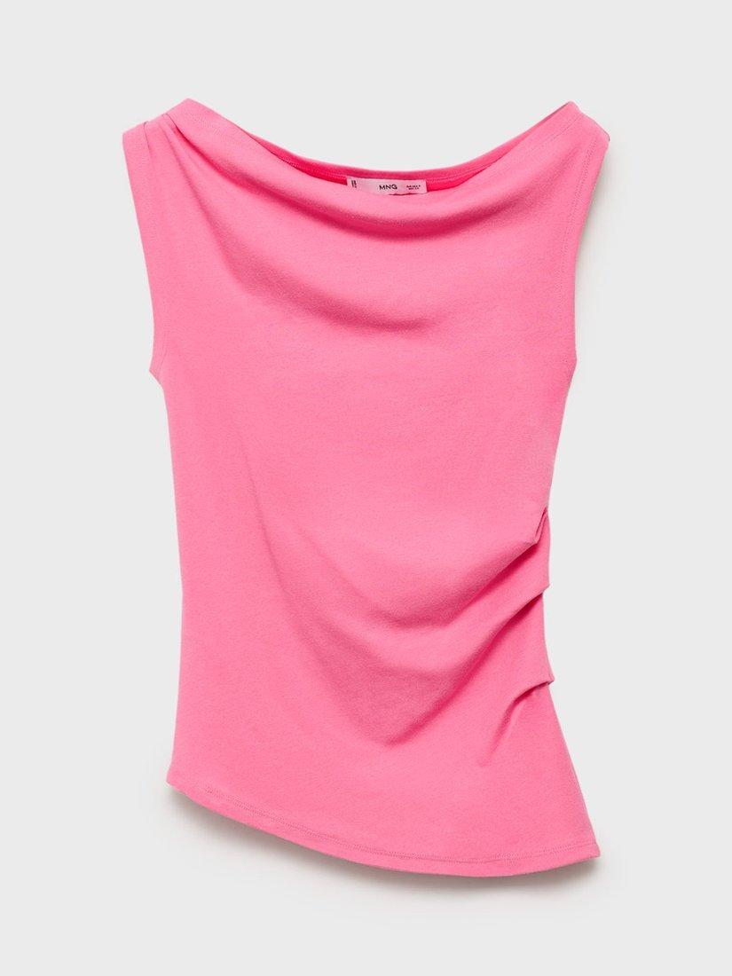 Product image 3 of 7, which shows Mango Juls Drape Sleeveless Top, Pink, XS