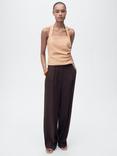 Mango Madame Gathered Side Top, Tan