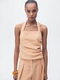 Mango Madame Gathered Side Top, Tan