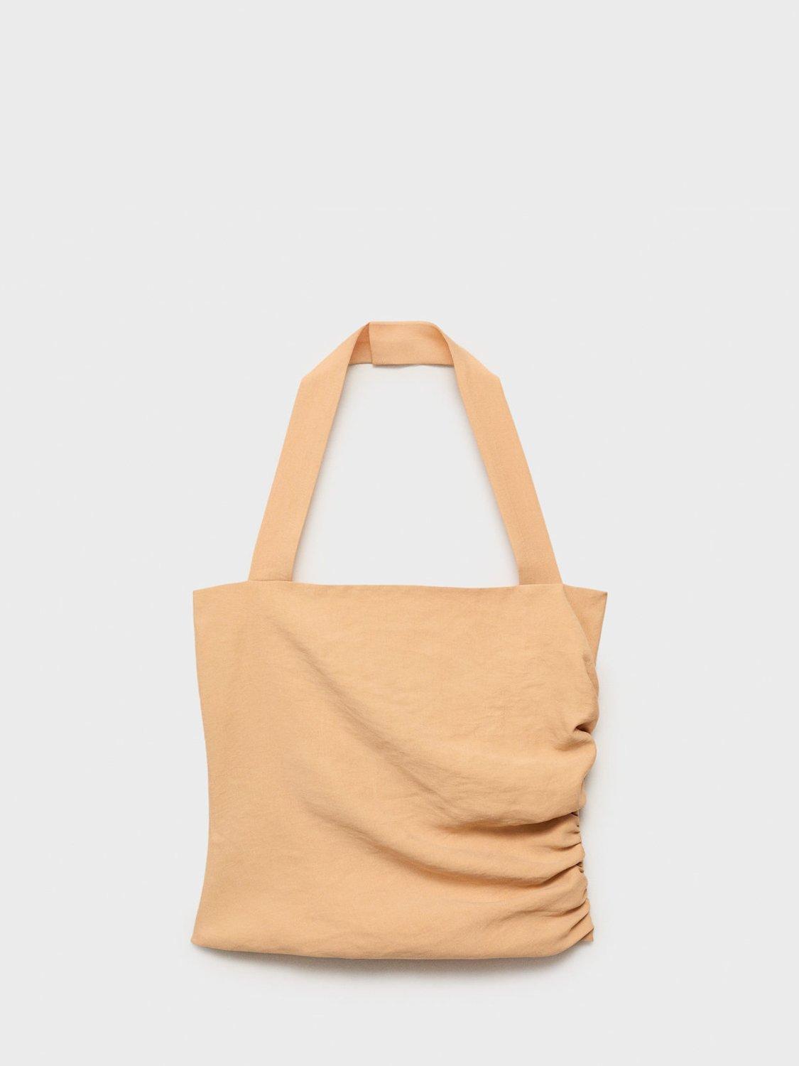 Product image 3 of 8, which shows Mango Madame Gathered Side Top, Tan, L