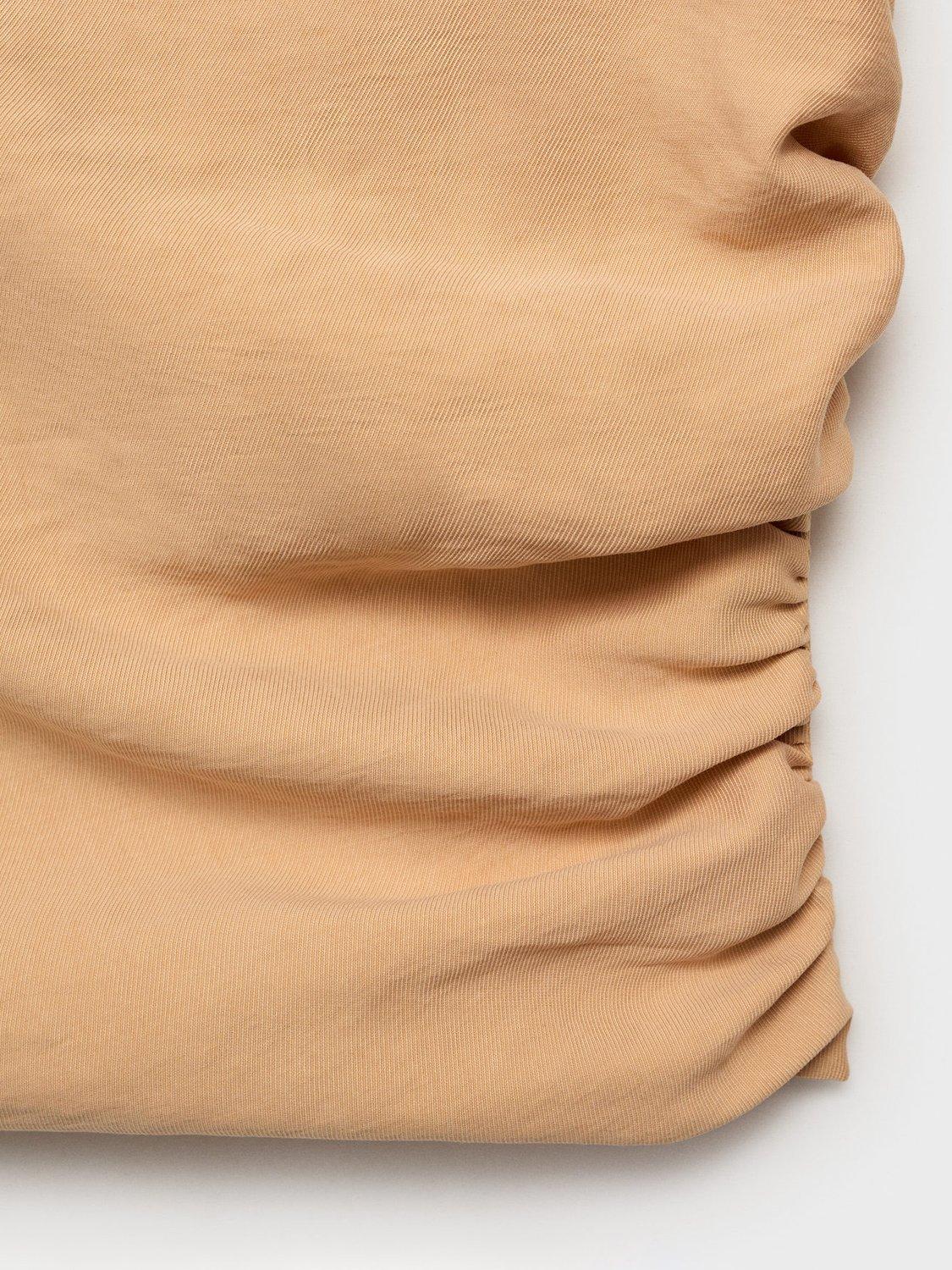 Product image 5 of 8, which shows Mango Madame Gathered Side Top, Tan, L