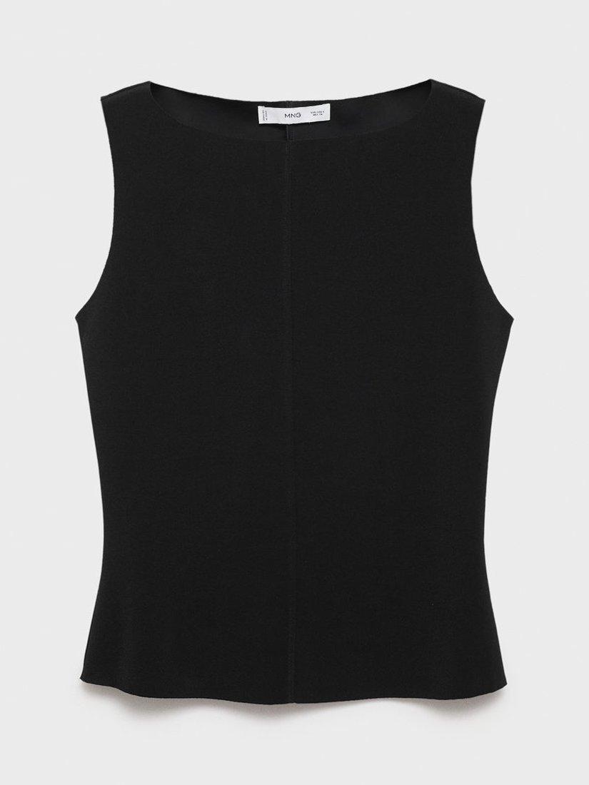 Product image 3 of 8, which shows Mango Mushu Sleeveless Knit Top, Black, 4XL