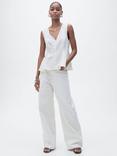 Mango Pep Sleeveless V Neck Top, Light Beige