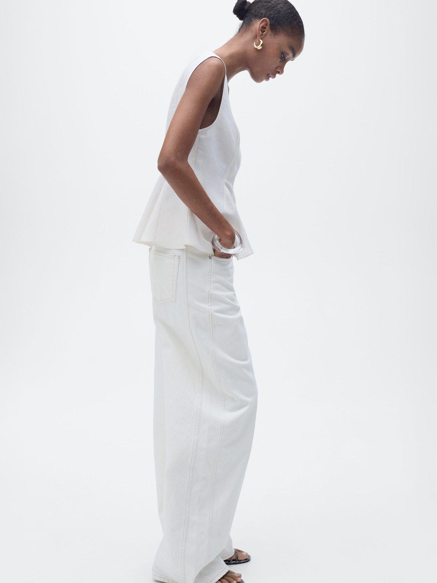Product image 7 of 8, which shows Mango Pep Sleeveless V Neck Top, Light Beige, XXS