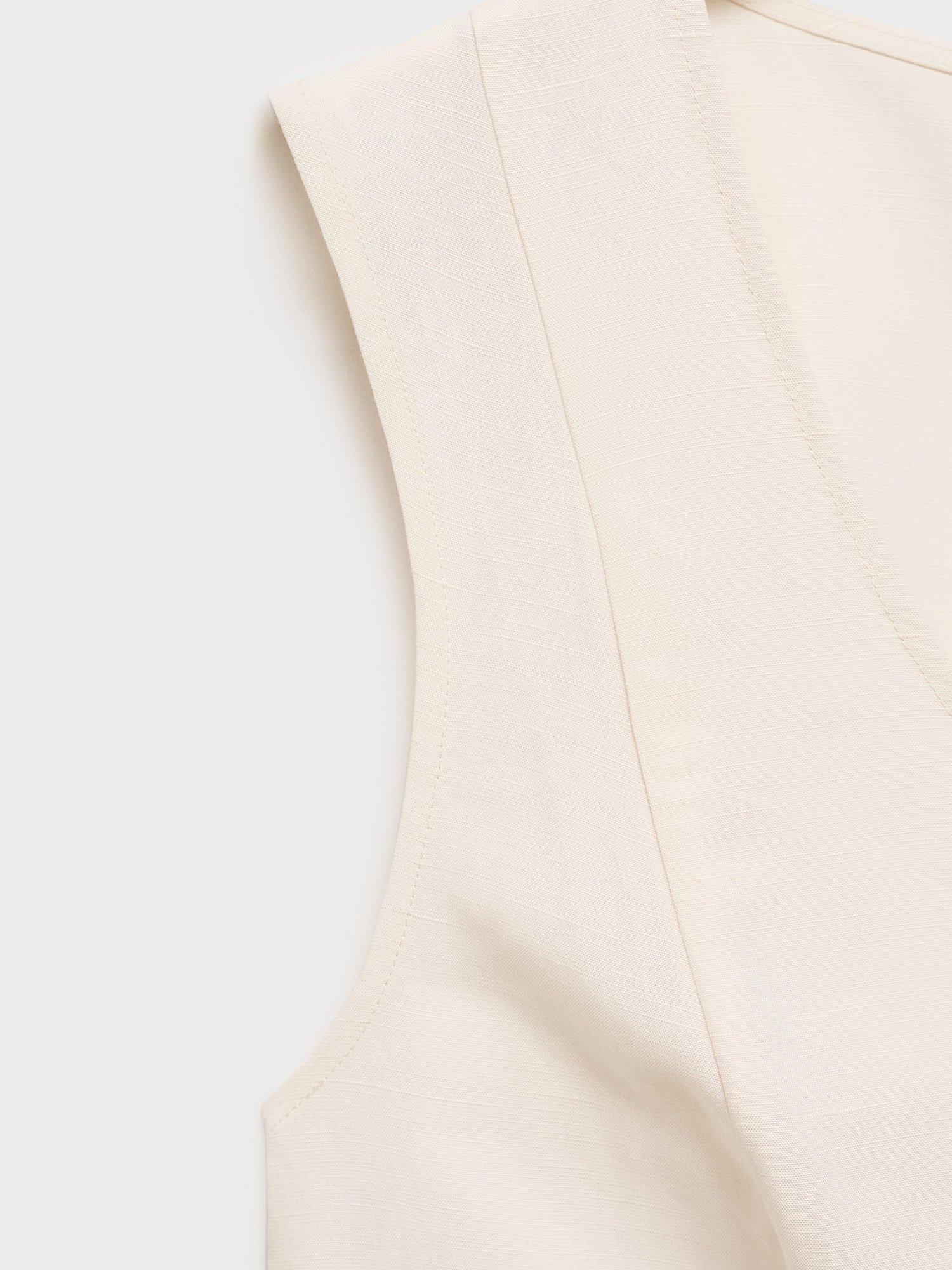 Product image 8 of 8, which shows Mango Pep Sleeveless V Neck Top, Light Beige, XXS