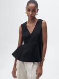 Mango Pep Sleeveless V Neck Top, Black