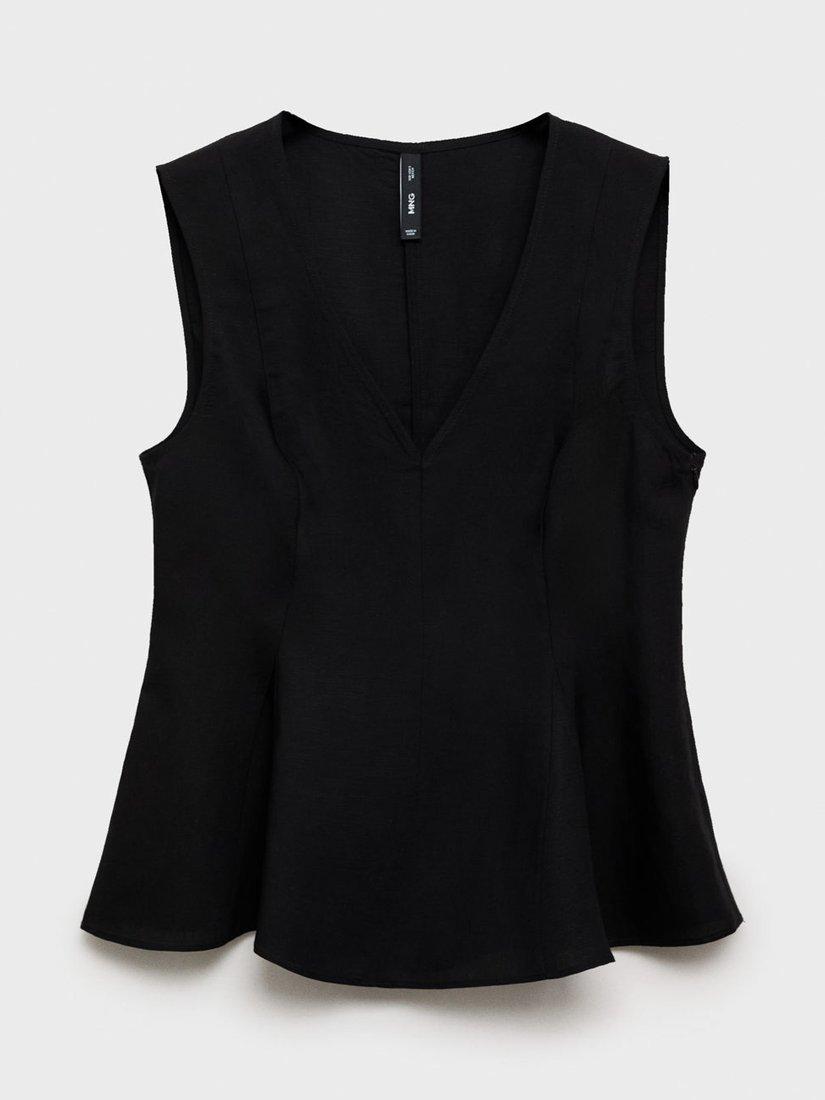 Product image 3 of 7, which shows Mango Pep Sleeveless V Neck Top, Black, XXS