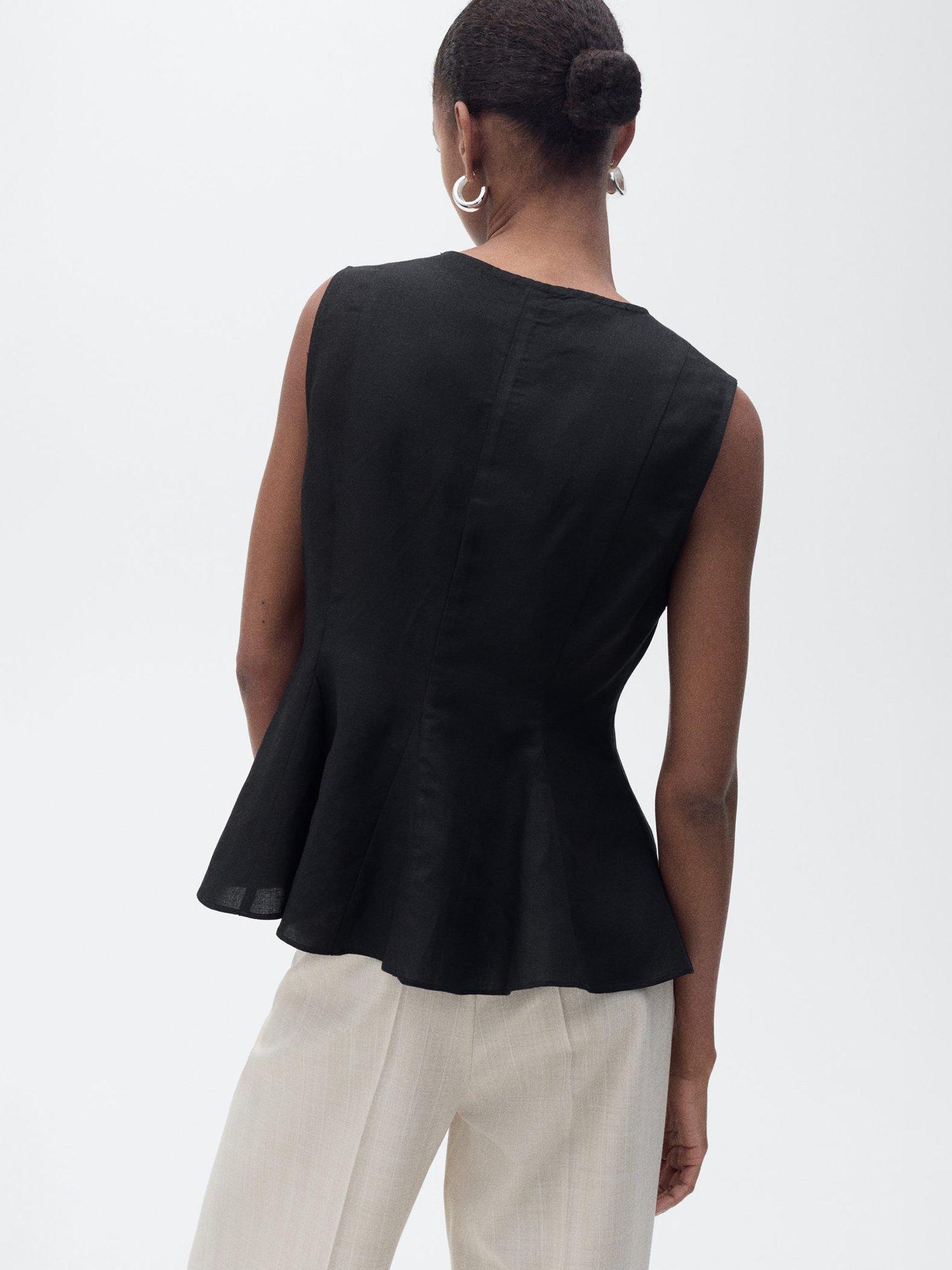 Product image 4 of 7, which shows Mango Pep Sleeveless V Neck Top, Black, XXS