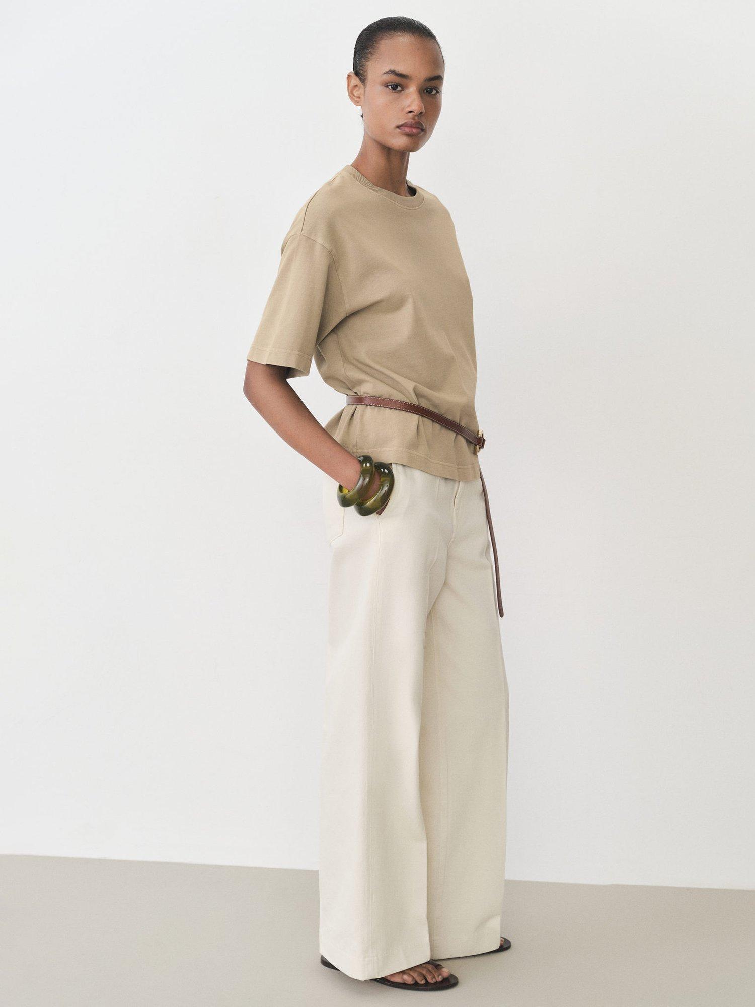 Product image 2 of 6, which shows Mango Sita Oversized T-Shirt, Beige, L