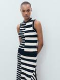Mango Zunga Stripe Knit Top, Navy/White