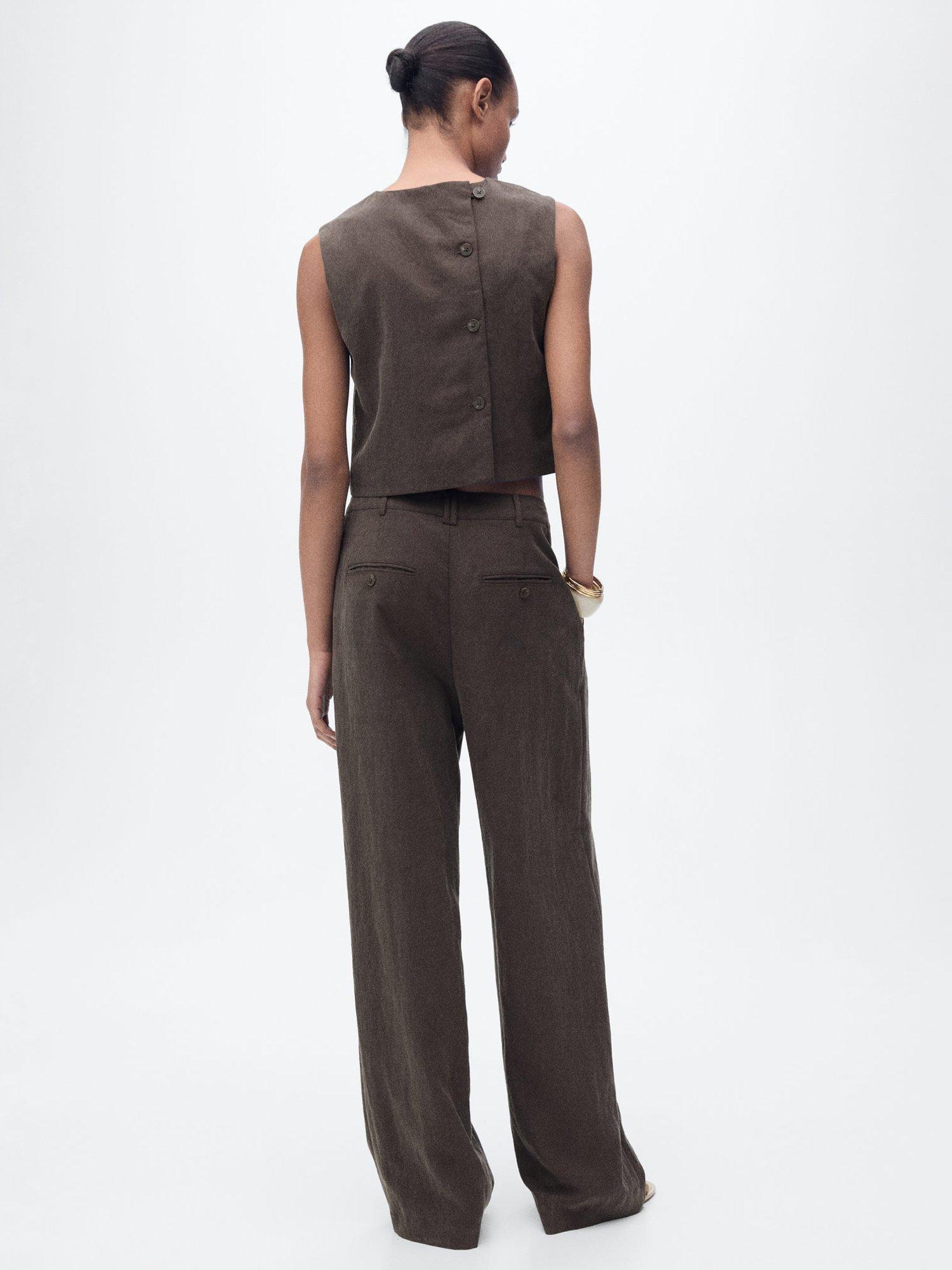Product image 4 of 7, which shows Mango Adrian Straight Fit Trousers, Brown, 12