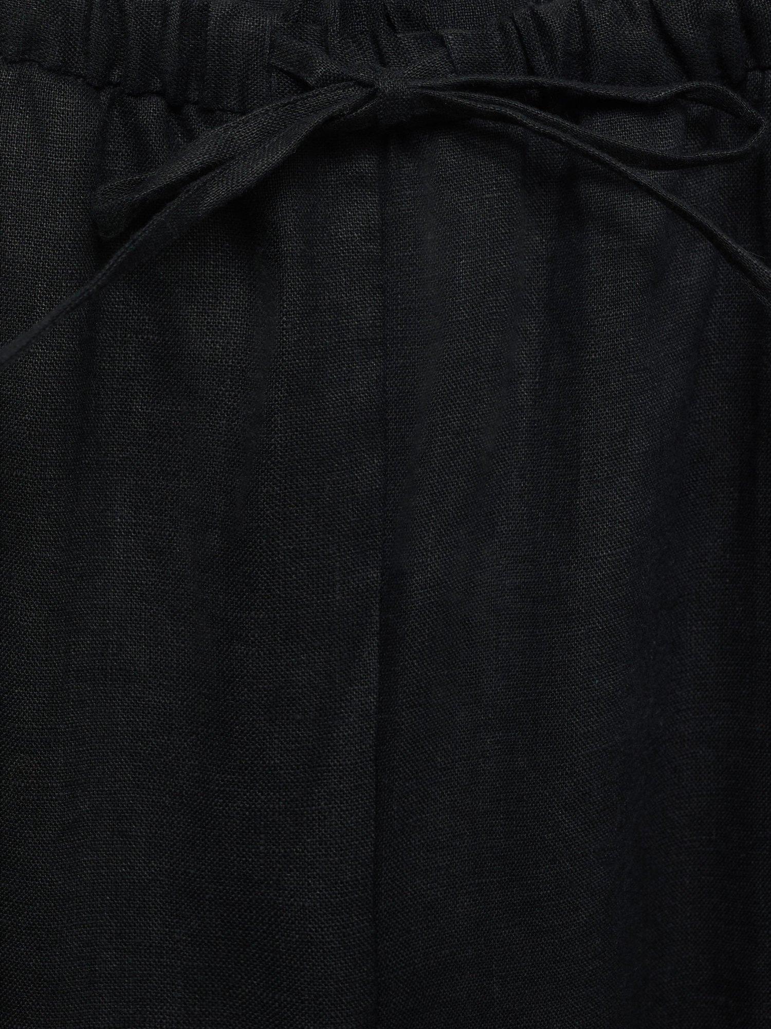 Product image 6 of 6, which shows Mango Alada Straight Pure Linen Trousers, Black, XS