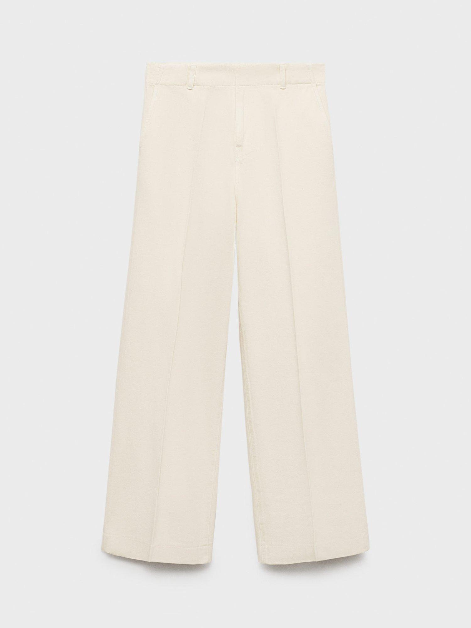 Product image 3 of 8, which shows Mango Alba Wide Leg Trousers, Light Beige, M