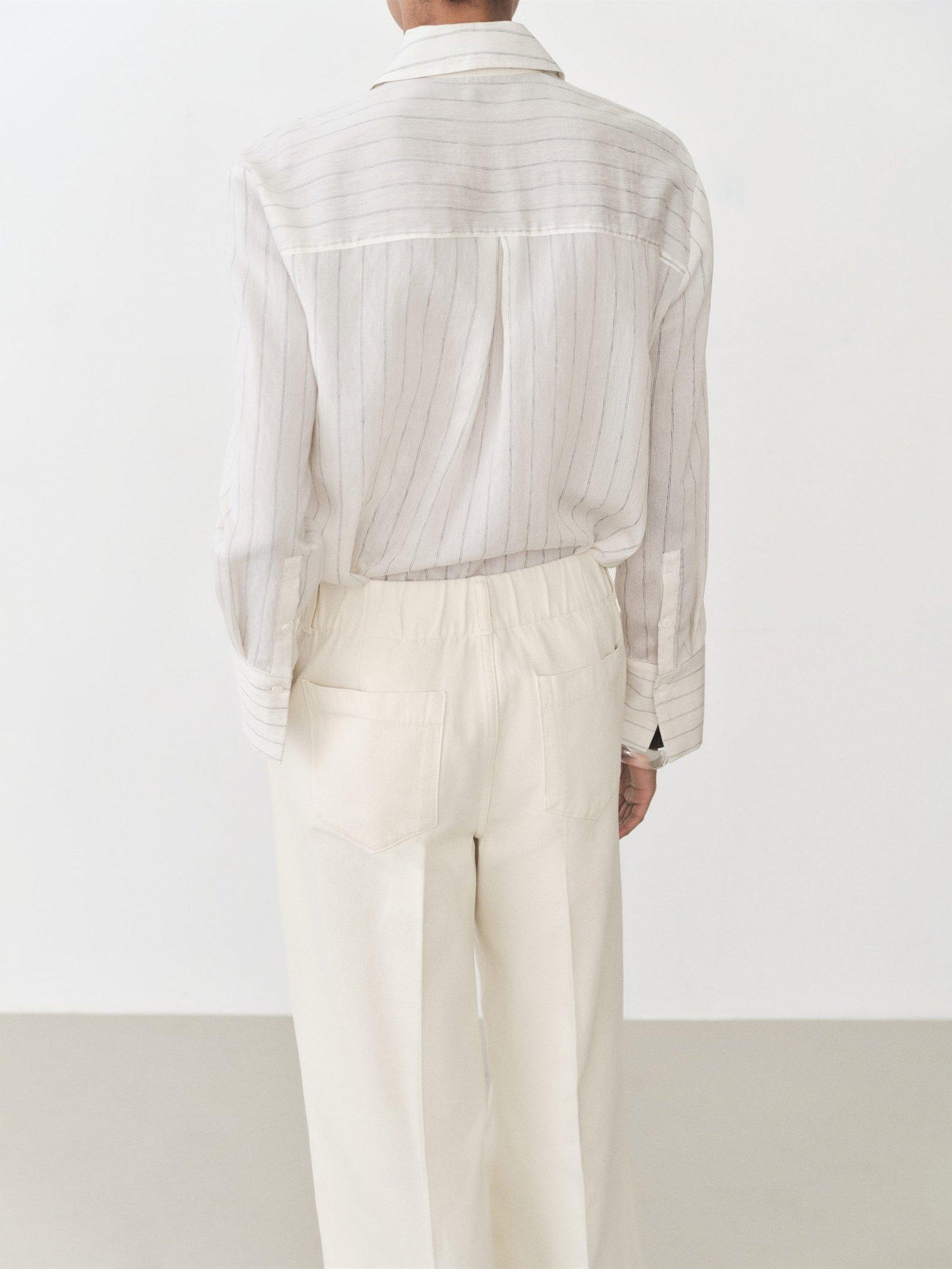 Product image 4 of 8, which shows Mango Alba Wide Leg Trousers, Light Beige, M