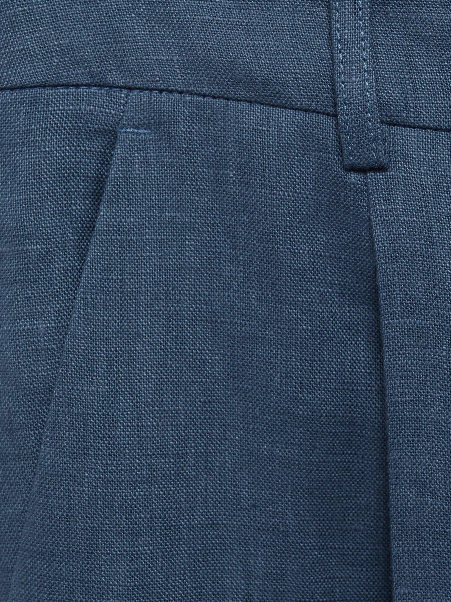 Product image 5 of 6, which shows Mango Brunoli Straight Pure Linen Trousers, Medium Blue, 10