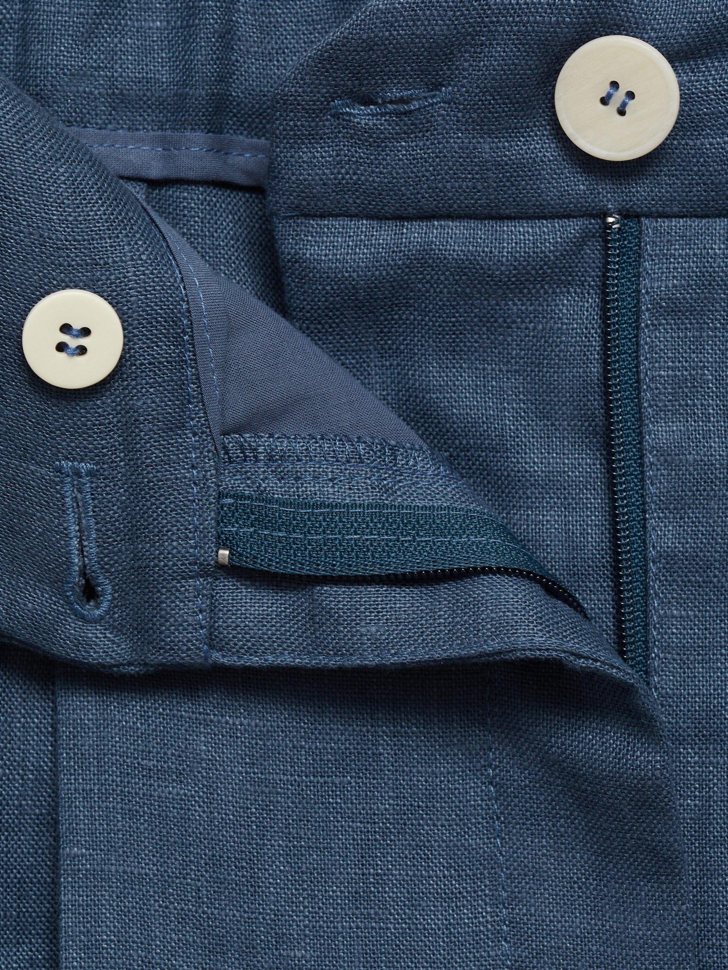 Product image 6 of 6, which shows Mango Brunoli Straight Pure Linen Trousers, Medium Blue, 10
