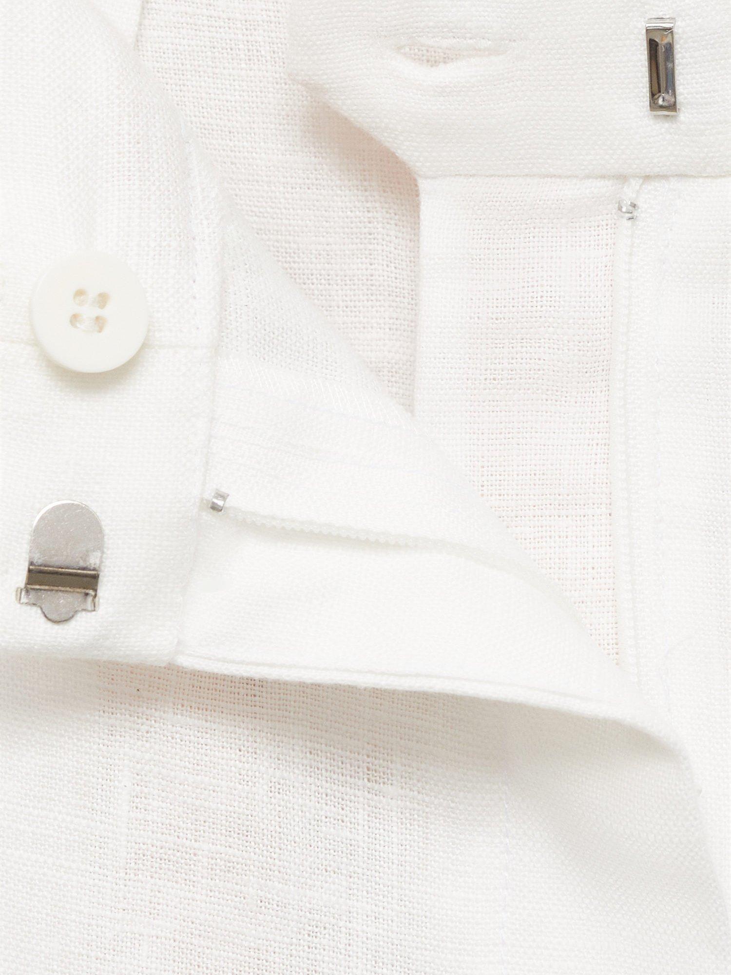 Product image 7 of 7, which shows Mango Boreli Straight Fit Pure Linen Trousers, Natural White, 12