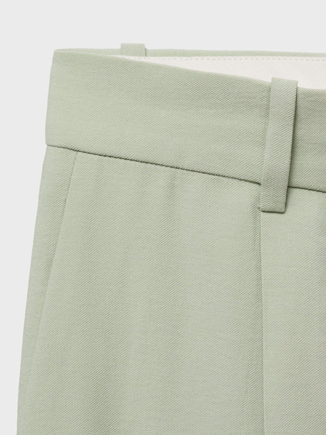 Product image 5 of 7, which shows Mango Pleat Straight Tailored Trousers, Green, 10
