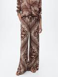 Mango Julia Paisley Wide Leg Trousers, Brown/Multi