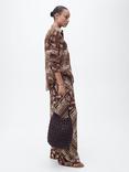 Mango Julia Paisley Wide Leg Trousers, Brown/Multi