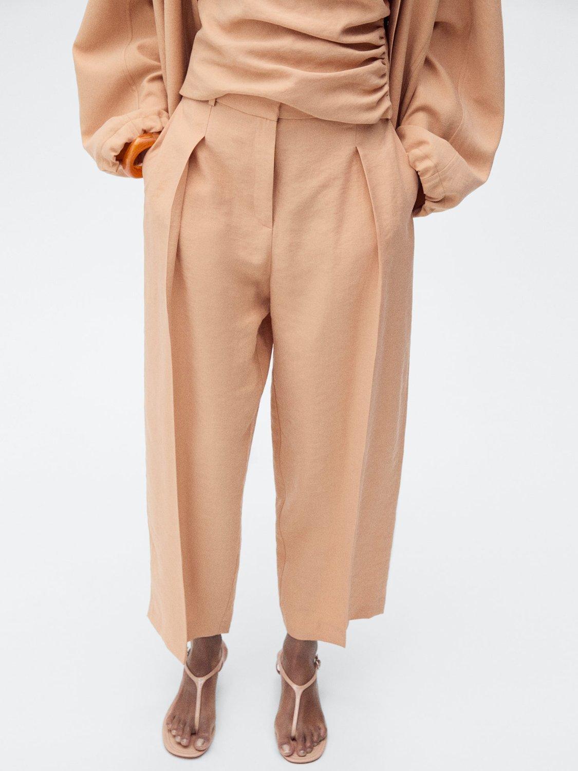 Product image 1 of 8, which shows Mango Madame Cropped Trousers, Pink, 10