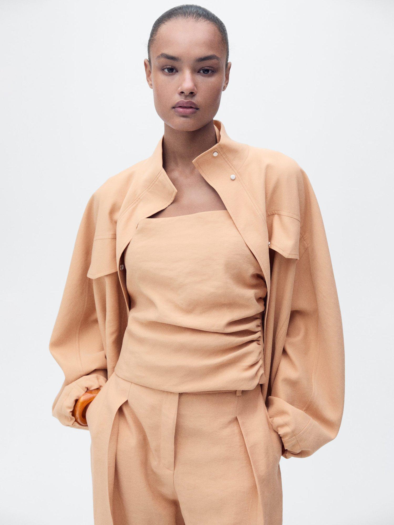 Product image 6 of 8, which shows Mango Madame Cropped Trousers, Pink, 10