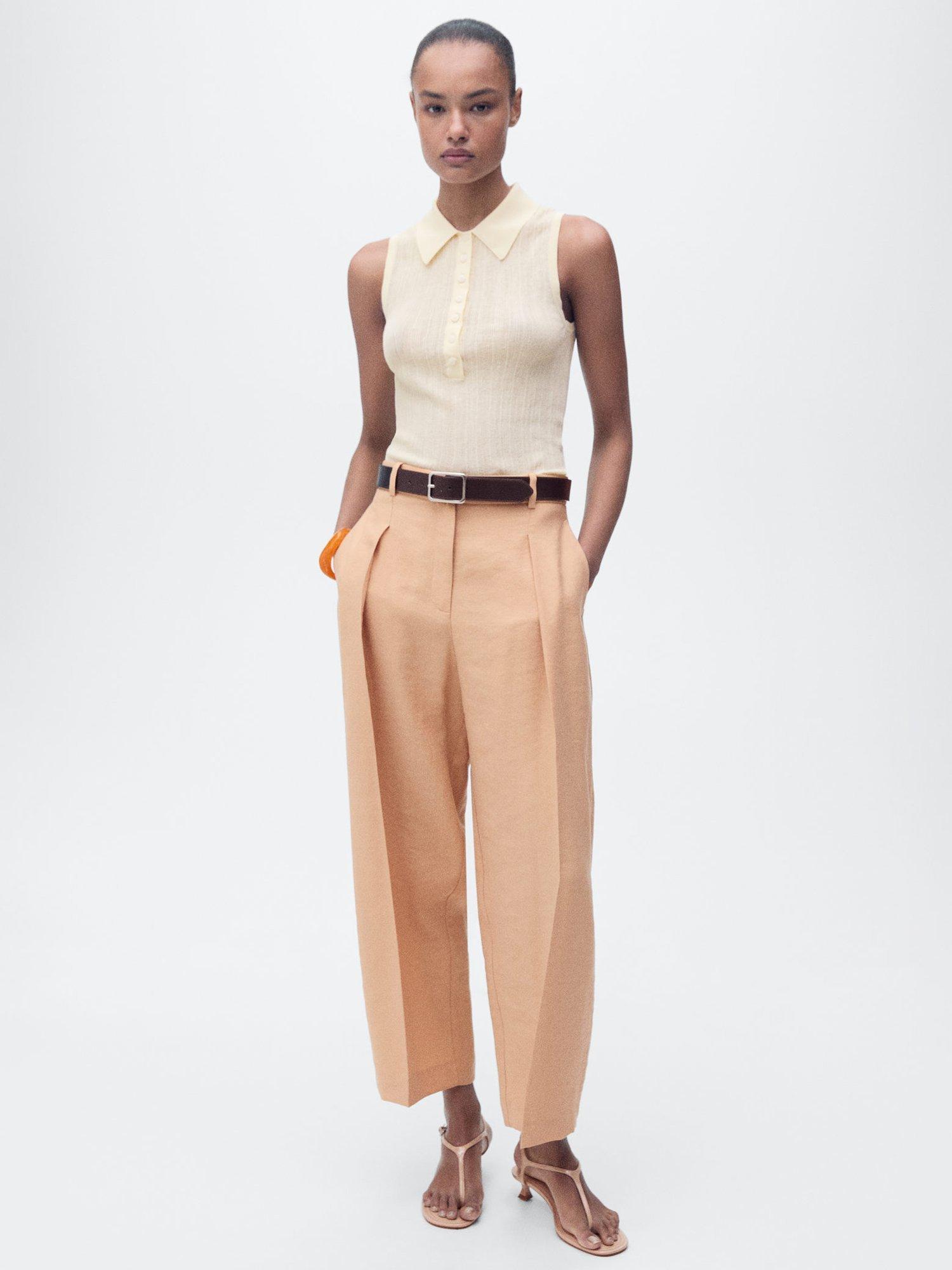 Product image 7 of 8, which shows Mango Madame Cropped Trousers, Pink, 10