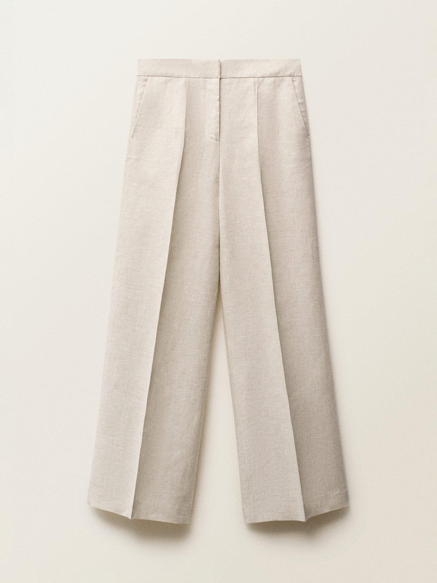 Product image 3 of 8, which shows Mango Margarit Linen Trousers, Beige, 10