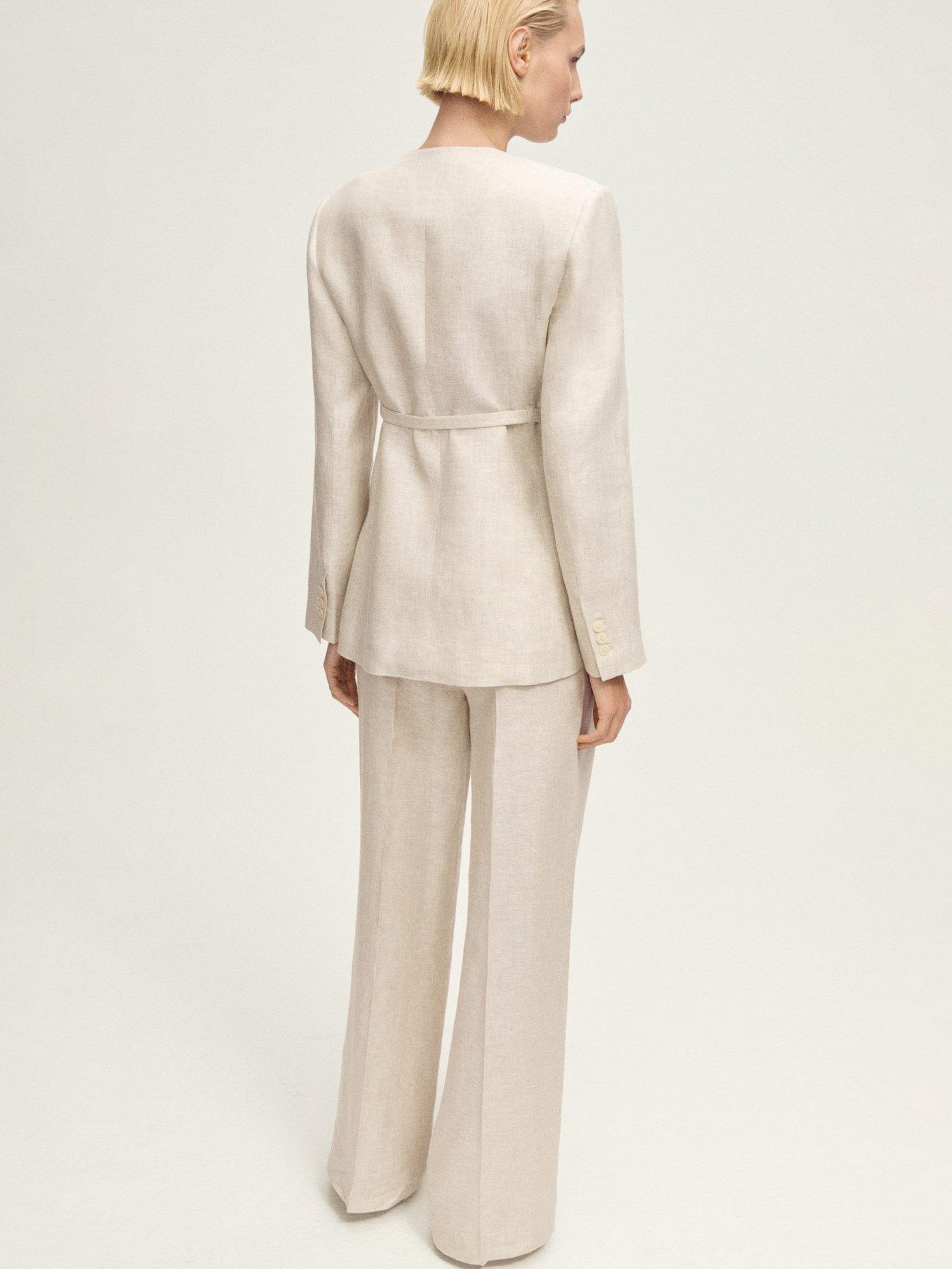 Product image 4 of 8, which shows Mango Margarit Linen Trousers, Beige, 10