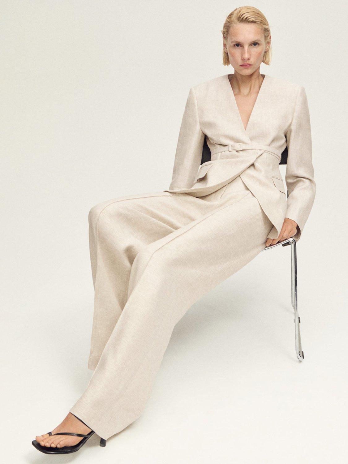 Product image 7 of 8, which shows Mango Margarit Linen Trousers, Beige, 10