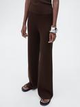 Mango Sesete Knit Trousers, Dark Brown
