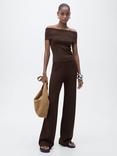 Mango Sesete Knit Trousers, Dark Brown