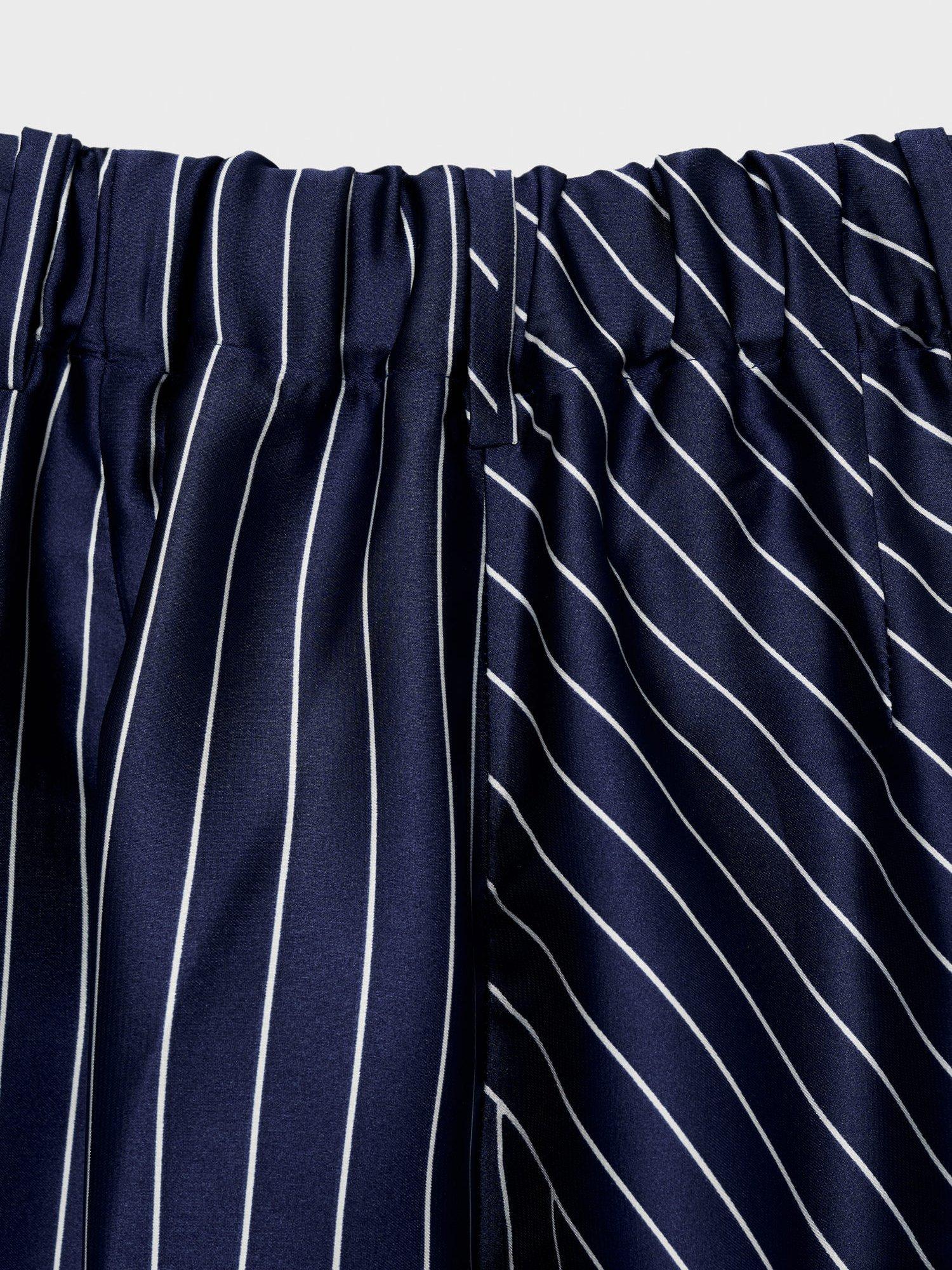 Product image 5 of 8, which shows Mango Shirty Stripe Satin Trousers, Medium Blue, L