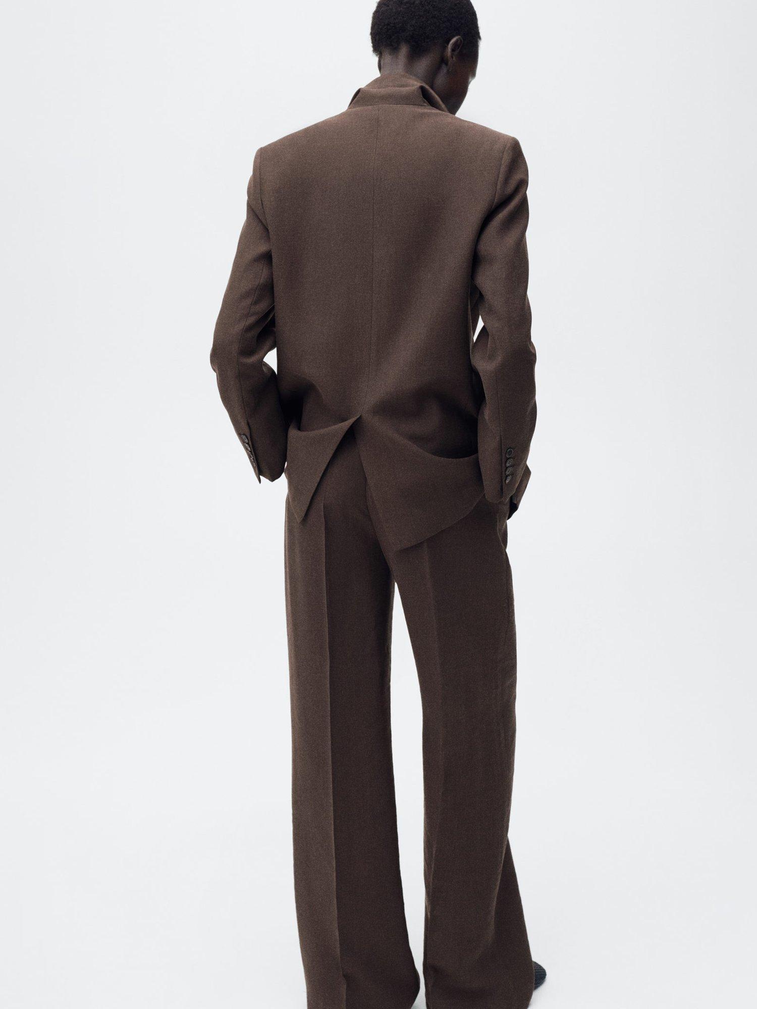 Product image 4 of 8, which shows Mango Veronica Straight Tailored Trousers, Brown, 20