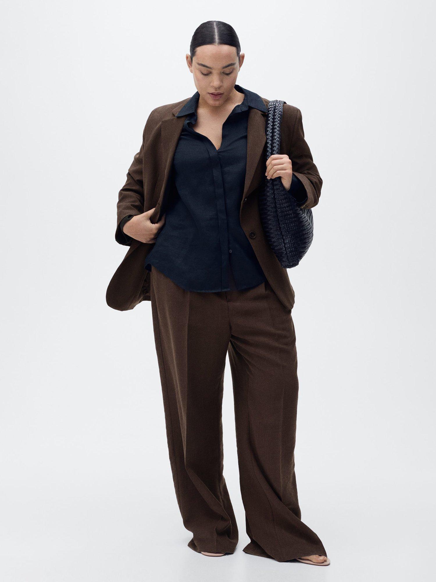 Product image 7 of 8, which shows Mango Veronica Straight Tailored Trousers, Brown, 20