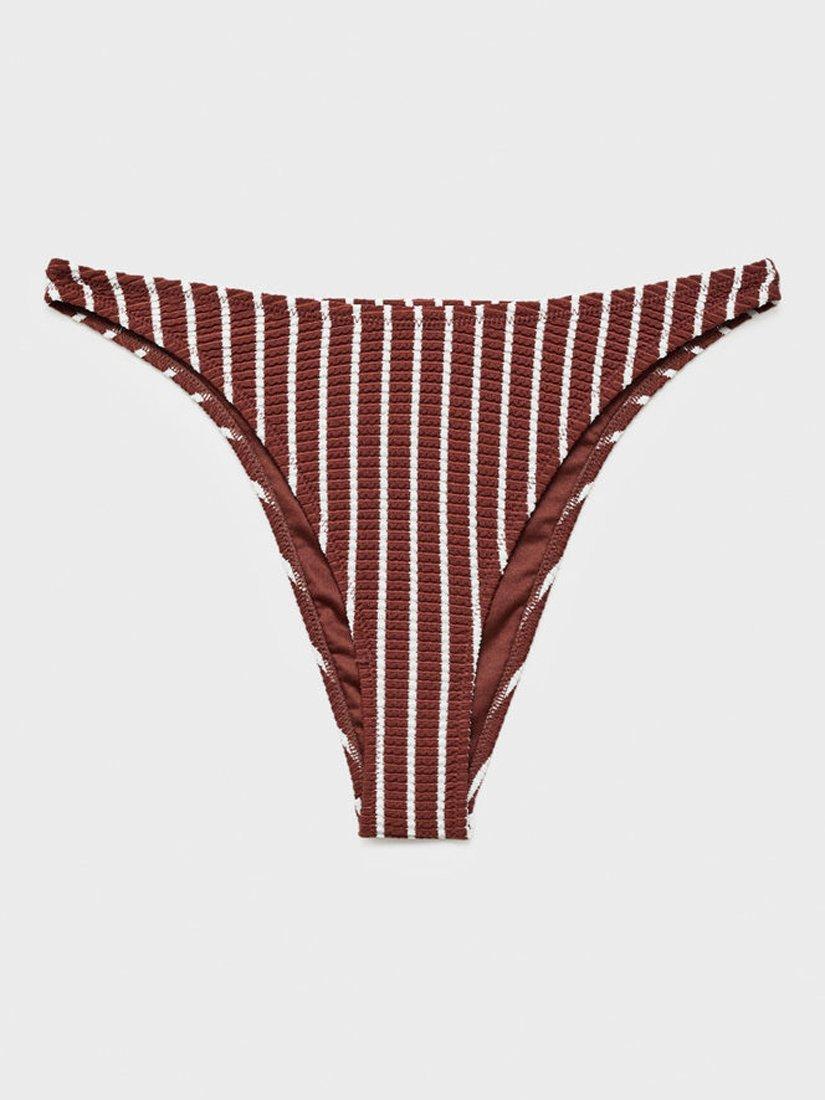 Product image 1 of 8, which shows Mango Edita Stripe Bikini Bottoms, Dark Brown, M