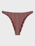 Mango Edita Stripe Bikini Bottoms, Dark Brown