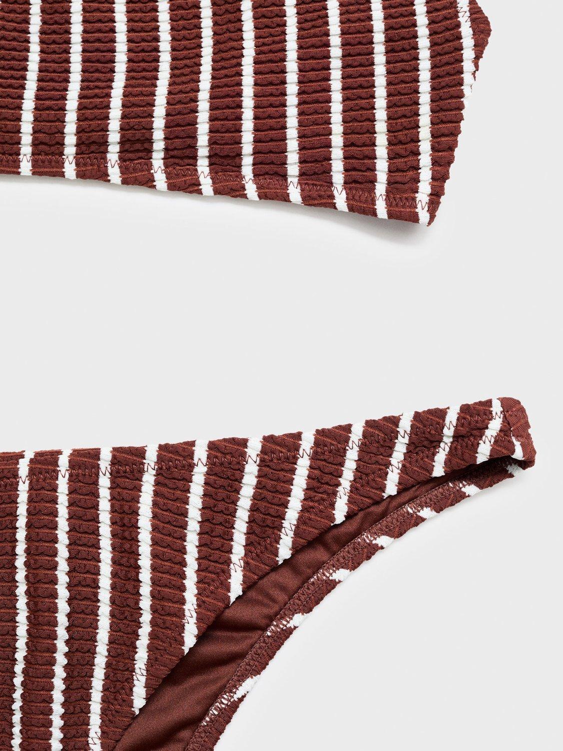Product image 8 of 8, which shows Mango Edita Stripe Bikini Bottoms, Dark Brown, M
