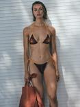 Mango Lilo Contrast Tie Side Bikini Bottoms, Dark Brown
