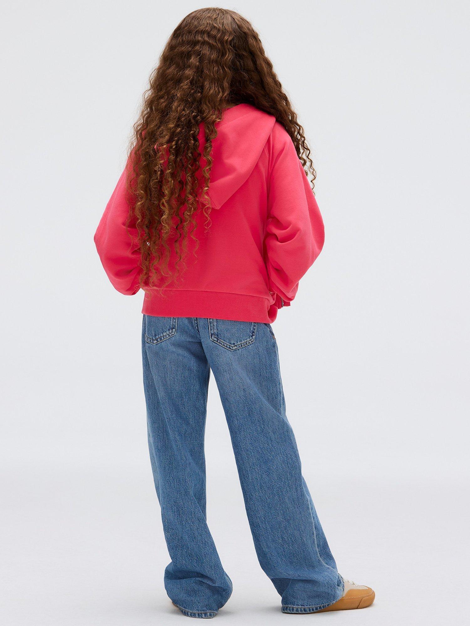 Product image 2 of 5, which shows Calvin Klein Kids' Cotton Blend Zipped Relaxed Fit Hoodie, Teaberry, 10 years