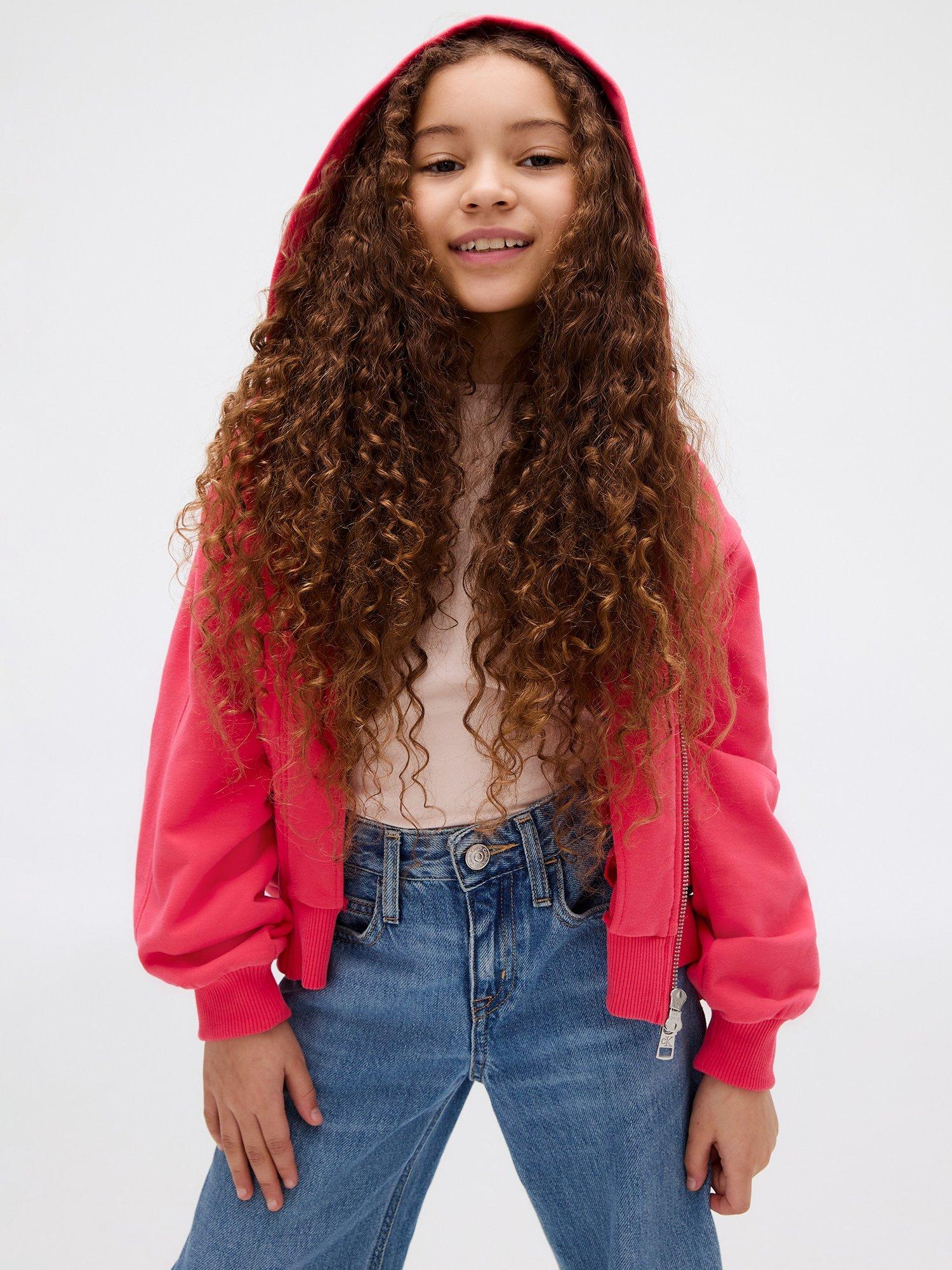 Product image 5 of 5, which shows Calvin Klein Kids' Cotton Blend Zipped Relaxed Fit Hoodie, Teaberry, 10 years