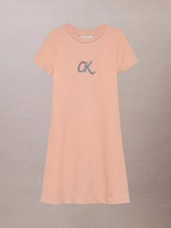 Calvin Klein Kids' Cotton Blend Short Sleeved Dress, Spanish Villa, Spanish Villa