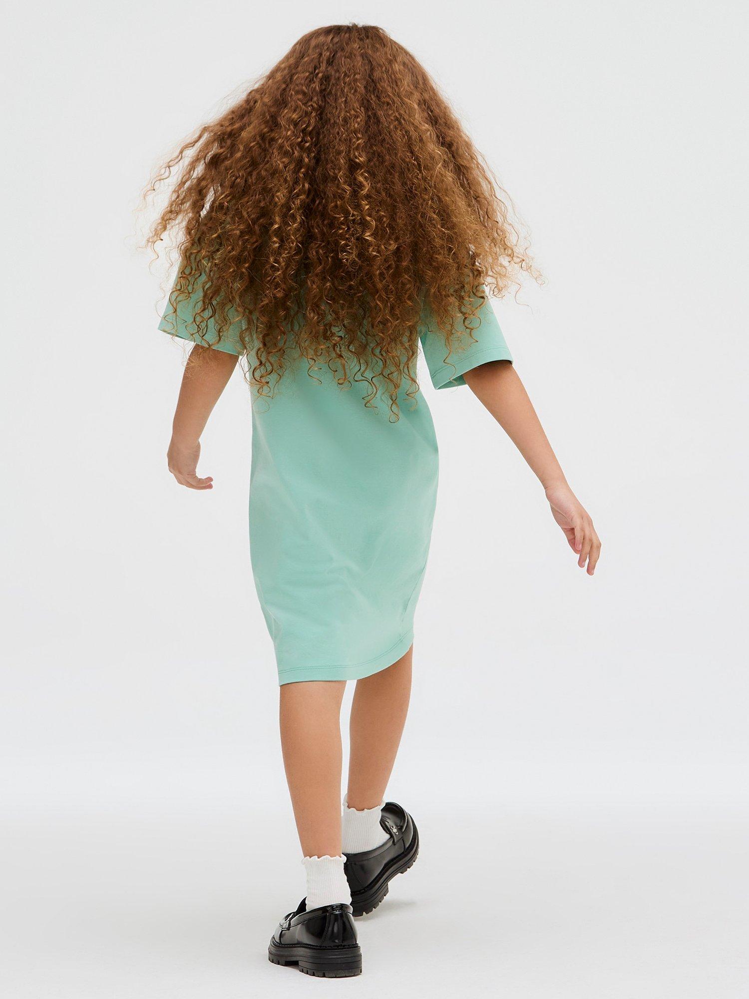 Product image 2 of 5, which shows Calvin Klein Kids' Cotton Short Sleeved T-shirt Dress, Tickled Green, 10 years