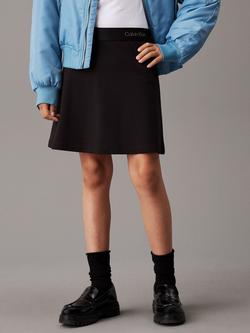 Calvin Klein Mid Rise Flared Skirt, Ck Black, Ck Black